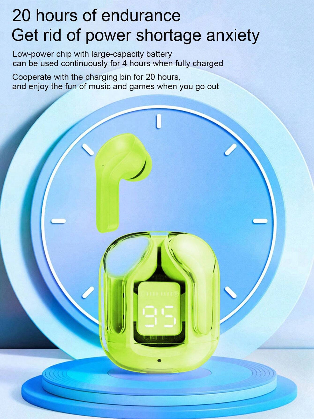 Air31 Earbuds Wireless Crystal Transparent Body ( Random Color )